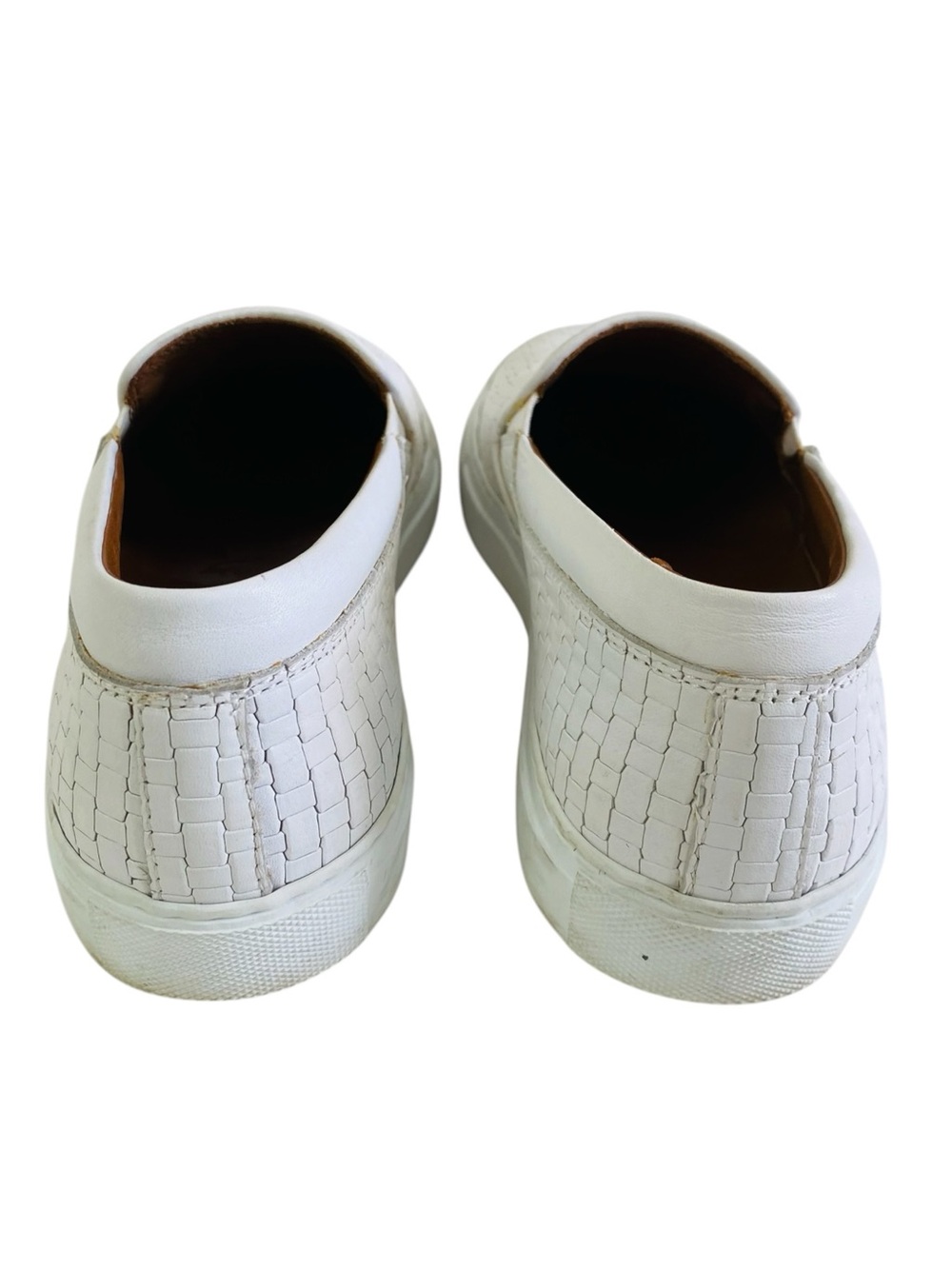Aquatalia Ashlynn White Woven Leather Slip On Sneakers Size 8.5 - Picture 5 of 9